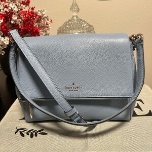 Kate Spade New York Leila Medium Flap Light Blue Crossbody Bag Like New!